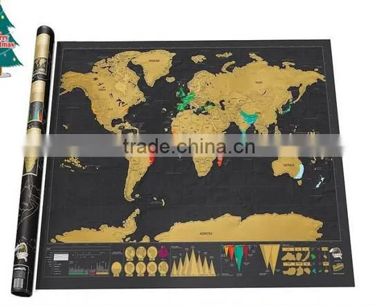 Stationery Store Maps Deluxe Black Scratch off Map World Map