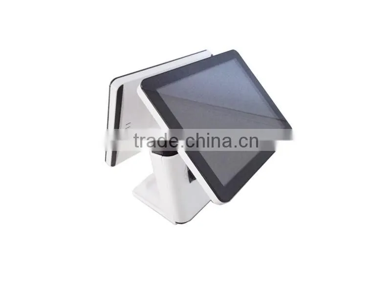 Fanless design 15 inch dual screen pos system with J1900U