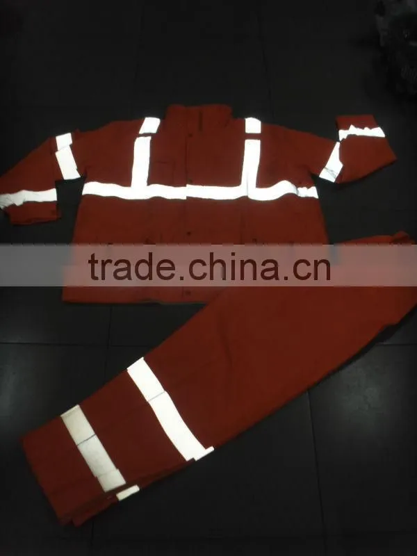 high visibility orange reflective safety rainsuit