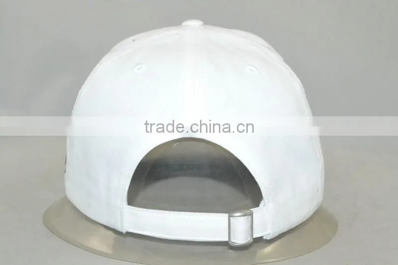 Professional custom 6 panel / 100% cotton/white/blue embroidery trademark/baseball cap