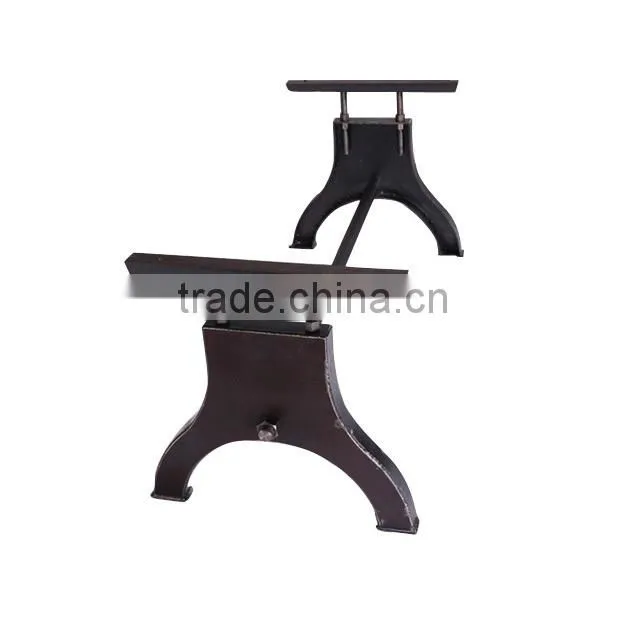 Adjustable height wooden dining table with metal legs