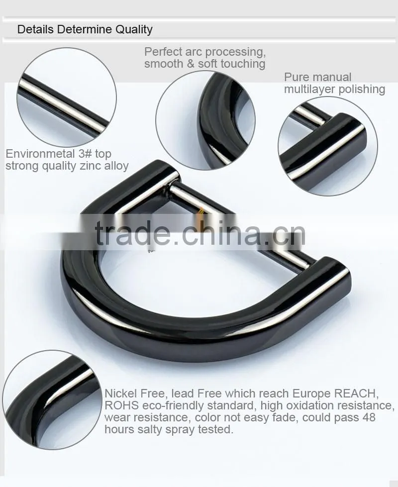 Smooth Gunmetal Backpack Ring Black Alloy Bulk Metal D Ring