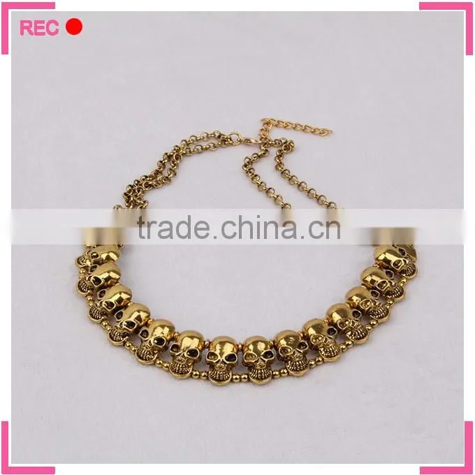 Cheap bead necklaces skull shaped, for Halloween imitate silver plated necklace