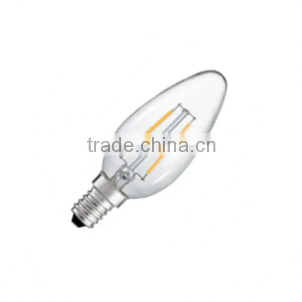 E27 E14 2w led filament candle bulb c35 filament led lamp 360 degree