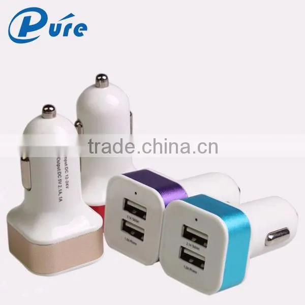 Wholesale brand new fashional design 12v solar car battery charger 5V 2.1A output 2 usb car charger