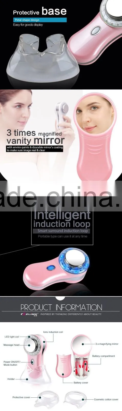 electric facial massage therapy machine with Red/Blue/Green Light