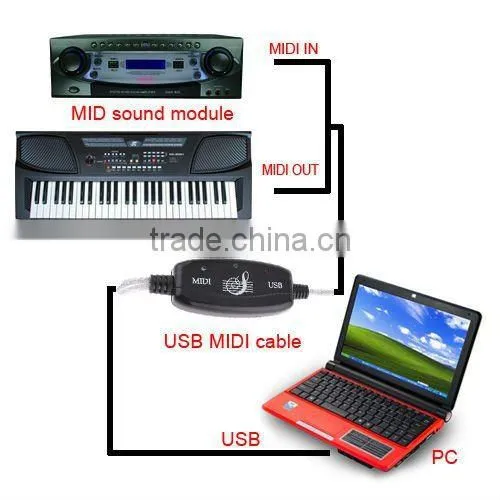 USB To MIDI Cable Converter PC to Music Keyboard Adapter