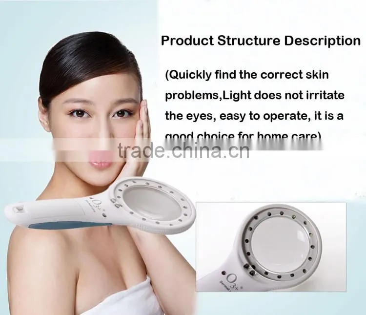 Mini Magnifier skin detection 8 white lights and 6 bule lights check Pigmented skin and Dead skin