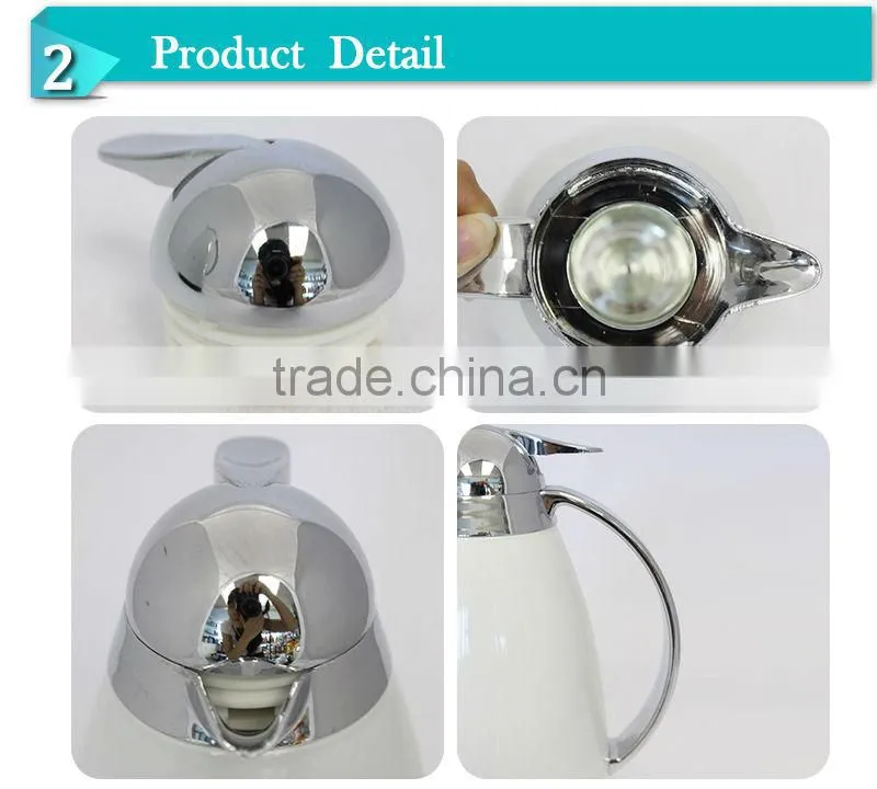 1L Elegant white body glass inner vacuum cooler thermos(JGUE-P)
