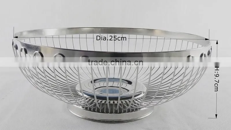 2016 High Quality Round Shape Steel Wire Fruit Basket Chrome