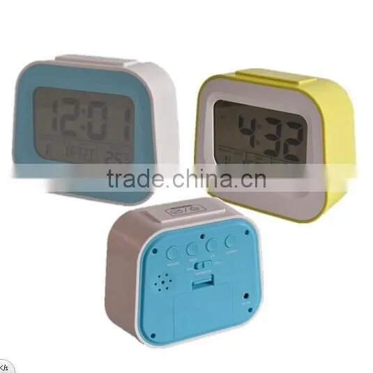 Smart Talking alarm clock, natural music LCD calender alarm clock