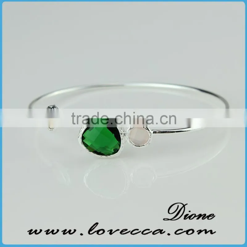 Women Expandable brass Bangle Adjustable birth stone bracelet