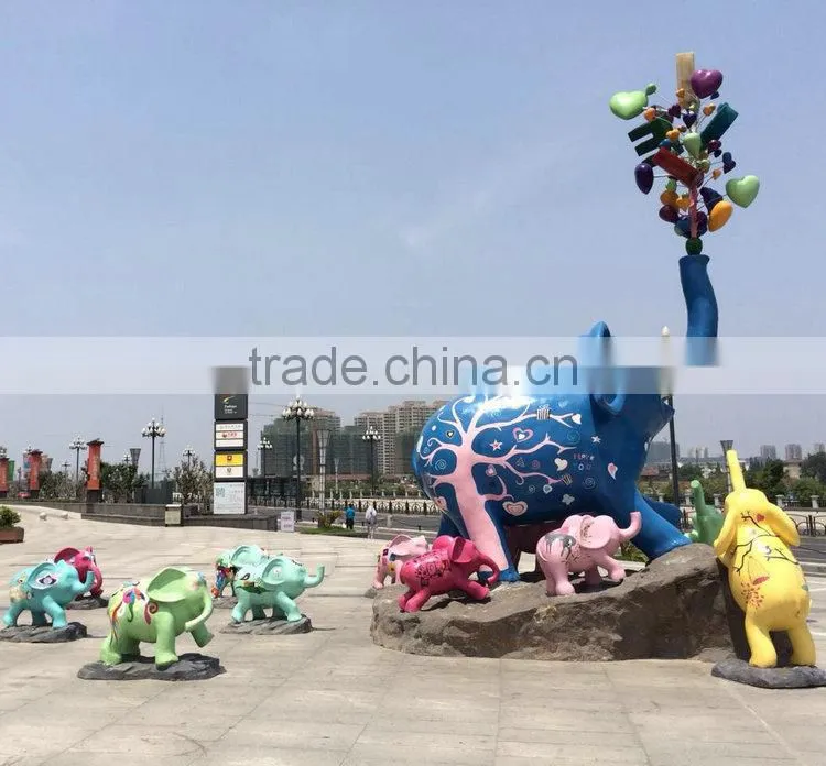 Outdoor FRP elephant figurine statue