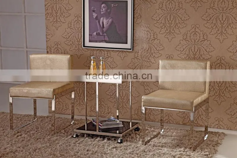 B8020 cheap pu cushion stainless steel cafe dining chair