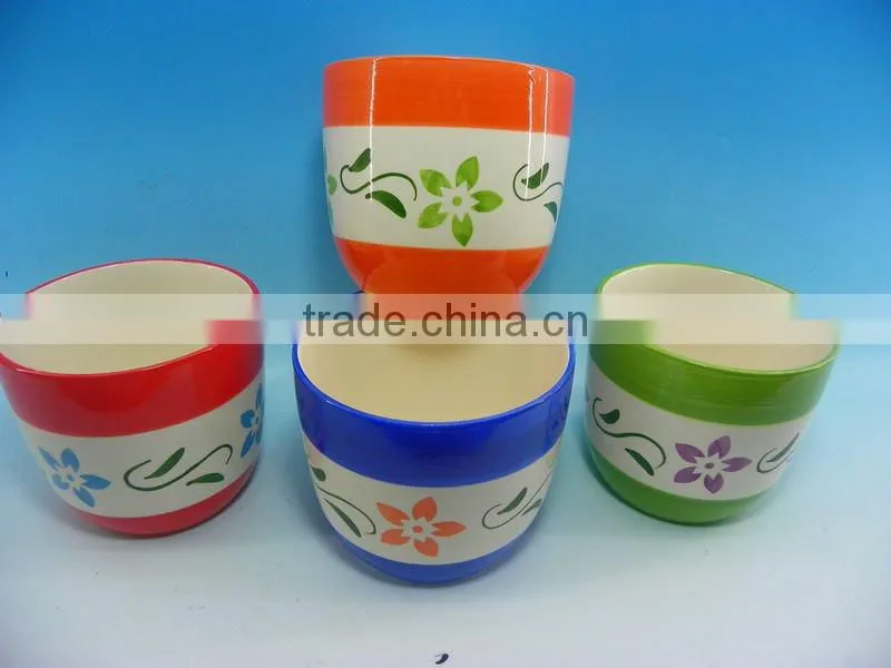 2012 new designs ceramic flower pot with bottom hole and tray