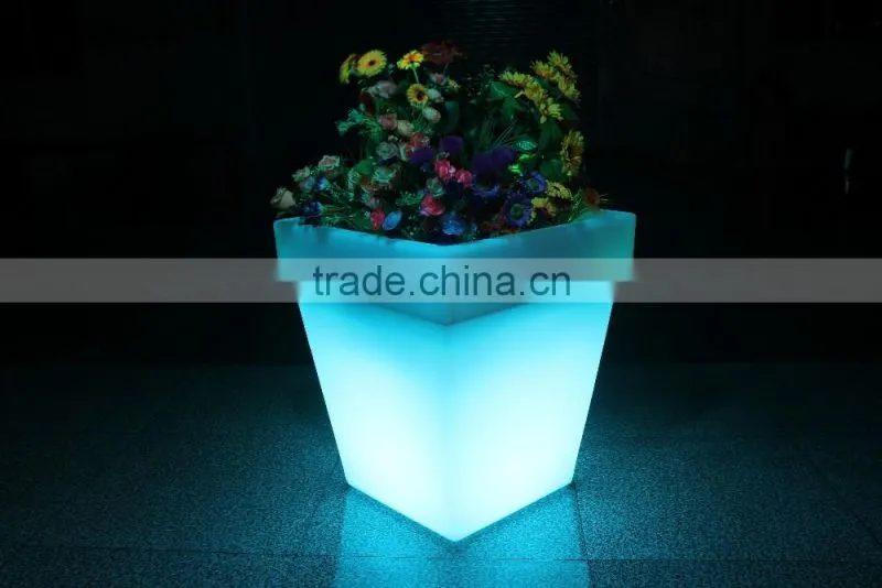 Plastic material led flower pot with IR remote control, plastic big outdoor led flower pots