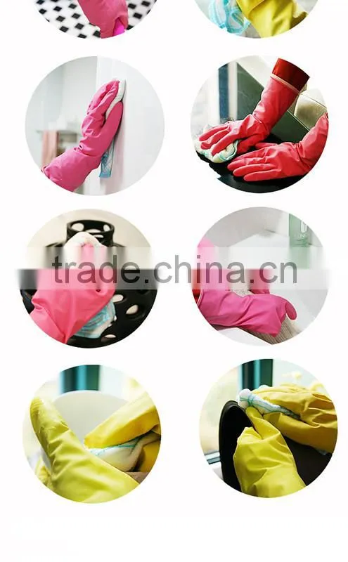 DDSAFETY Hot Sale Pink Latex Household Gloves Double Color Flock Liner Or Unlined Gloves