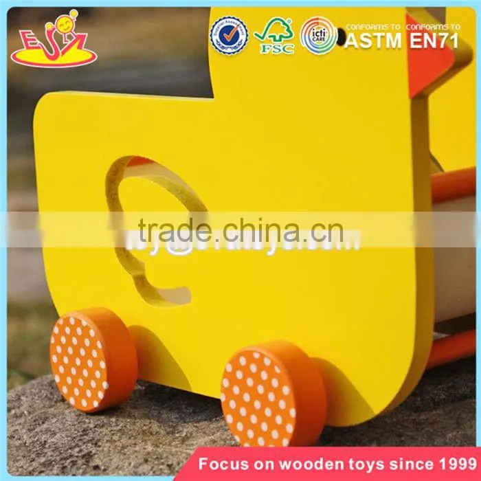 wholesale lovely duck baby wooden pull car toy new design wooden pull car toy for toddlers W05B158