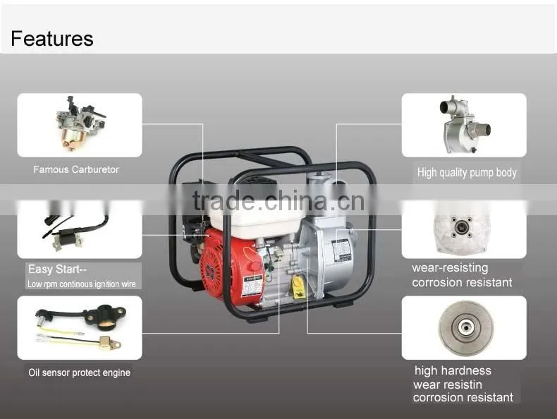 Hongda Type 6.5hp Engine high pressure water pump for fireman,2inch(50mm) Water pump WP20H