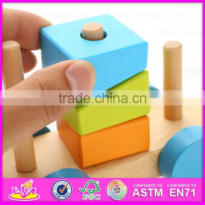 2015 Pull Shape Blocks Train Toy,Educational Pull Cart Wooden Blocks Train,New design wooden blocks small train pull toy W05C020