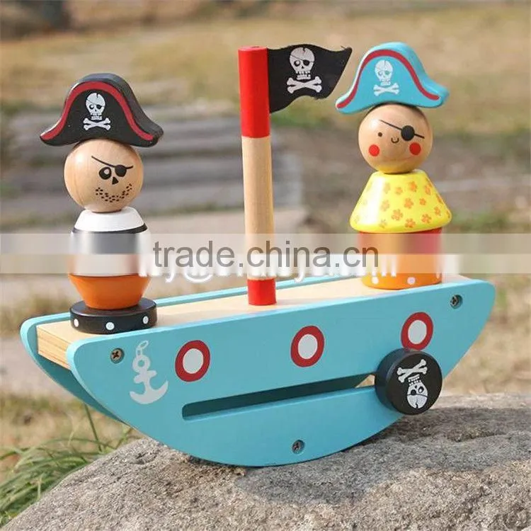 New design pirate toy wooden stacking balance blocks for kids W11F056