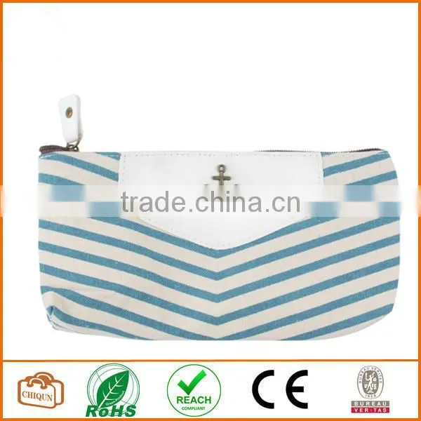 Canvas Navy Style Pen Pencil Case Cellphone Coin Cosmetic Makeup Bag Pouch Purse,Light Blue
