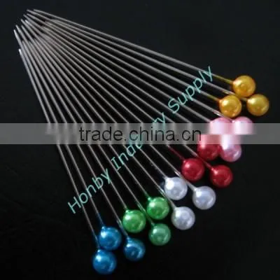 Assorted Rosette Pearl Round Head Straight Hijab Pin