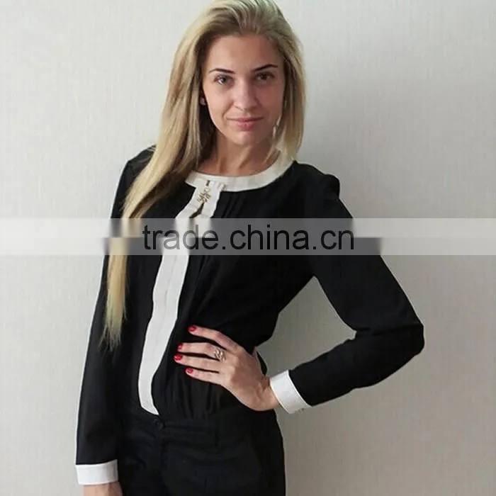Morality Womens Chiffon Long Sleeve Crew Neck Loose Summer Casual Tops Blouse