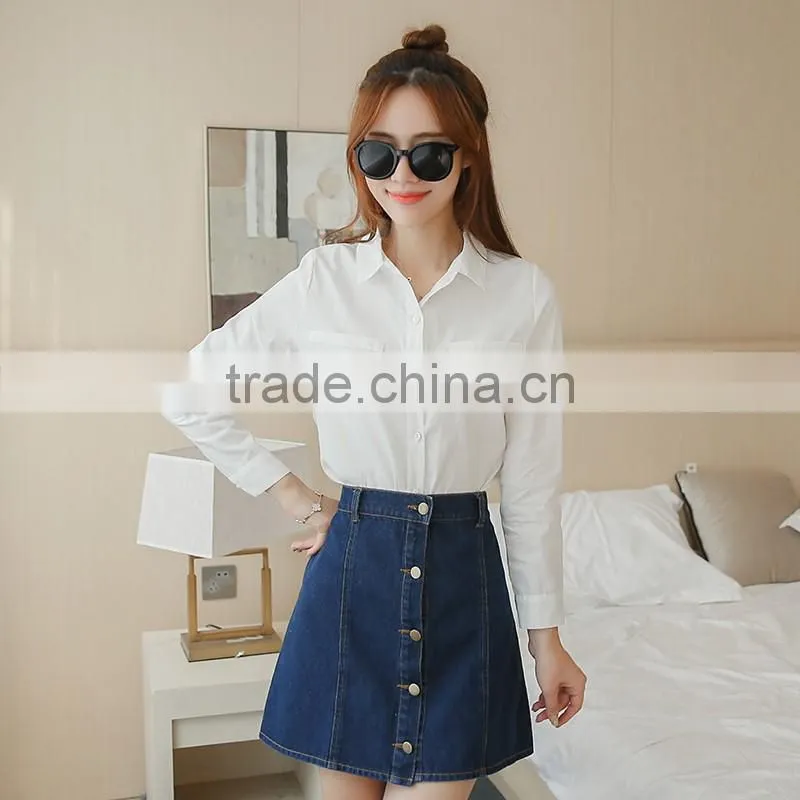 new design long sleeve leisure and work cotton shirt for ladies