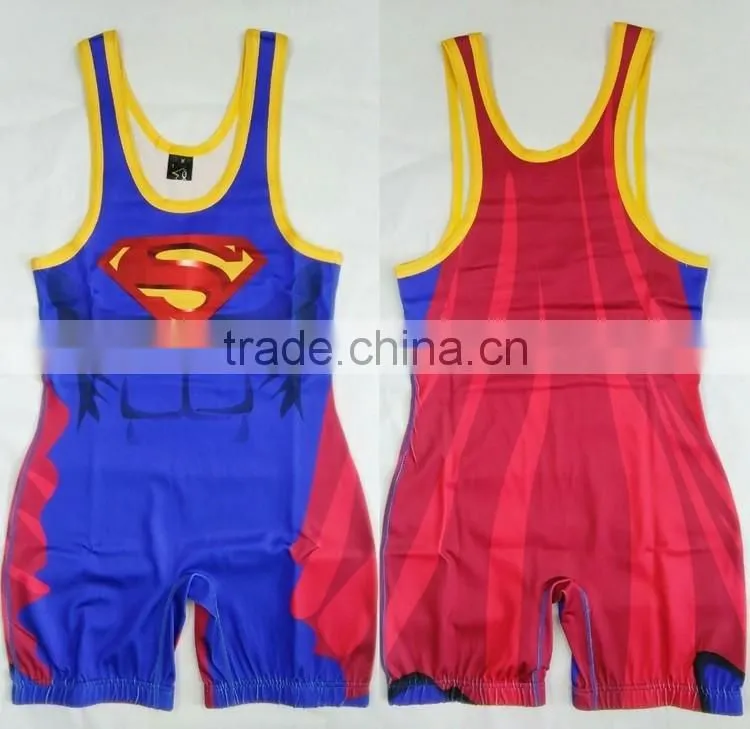 China factory cheap sublimated custom wrestling singlets