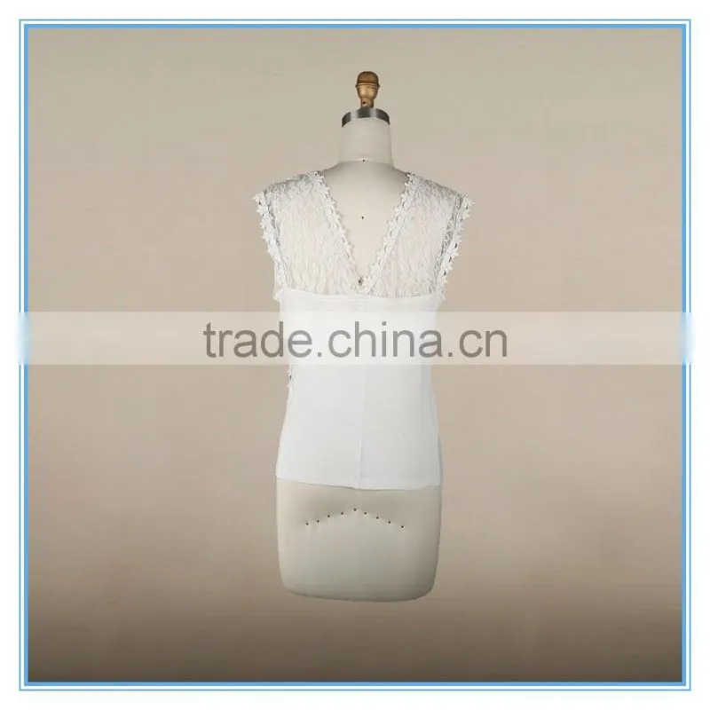 Latest White Sexy Women's Halterneck Slim Fit Lace Casual Tank Top