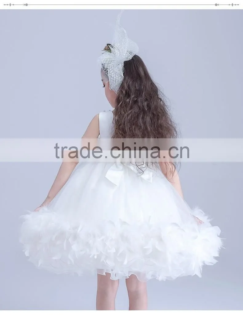 White Flower Girls Dress With Rhinestone Angel Dresses
