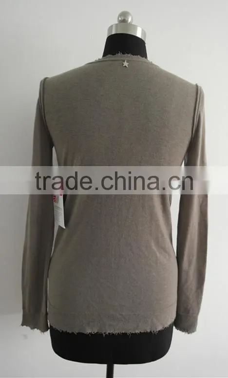 Ladies 100% Merino wool cardigan sweater/ broken effect