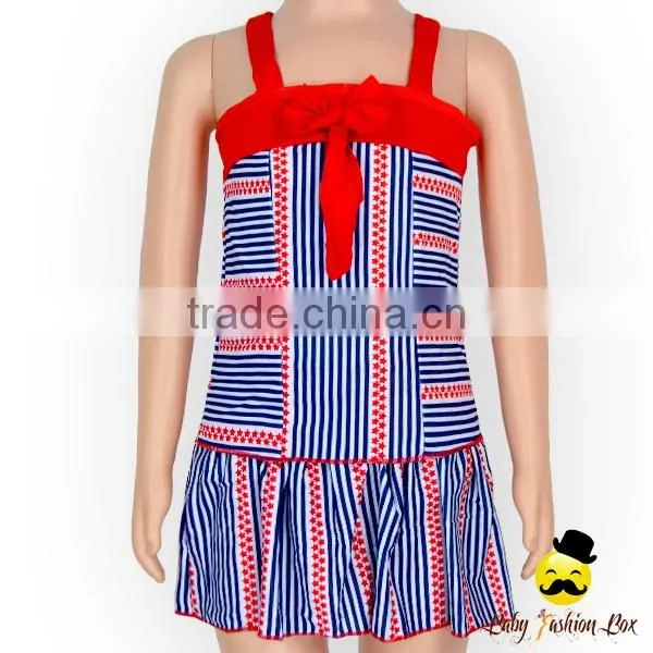 YZA-003 Yihong Fashion Style One Size Baby Red Strap Stripe With Dress Suit Kids Girls Wears Bikini