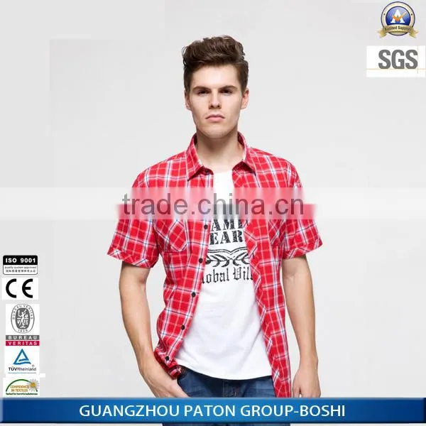 Mens Plaid Shirts Red and Black Western Office Wear for summer
