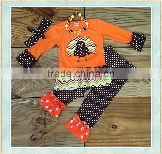 Wholesale clothes turkey embroidery design thanksgiving day kids winter outfit istanbul