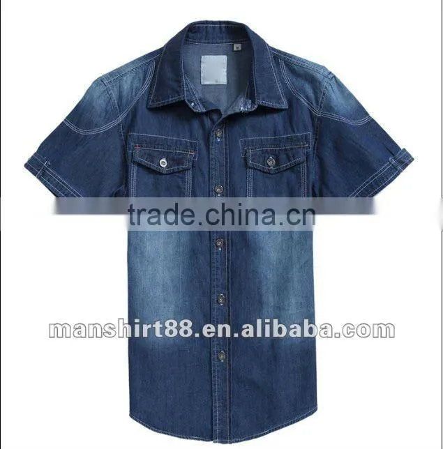 latest washed 100% cotton denim slim fit casual man shirt