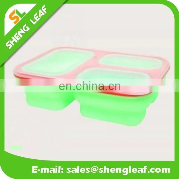 -collapsible lunch bowl 3-compartment silicone lunch bowl