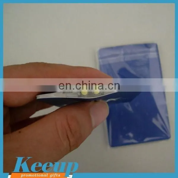 Hot sale PVC and ABS mini pocket led credit card flashlight for promotion gift