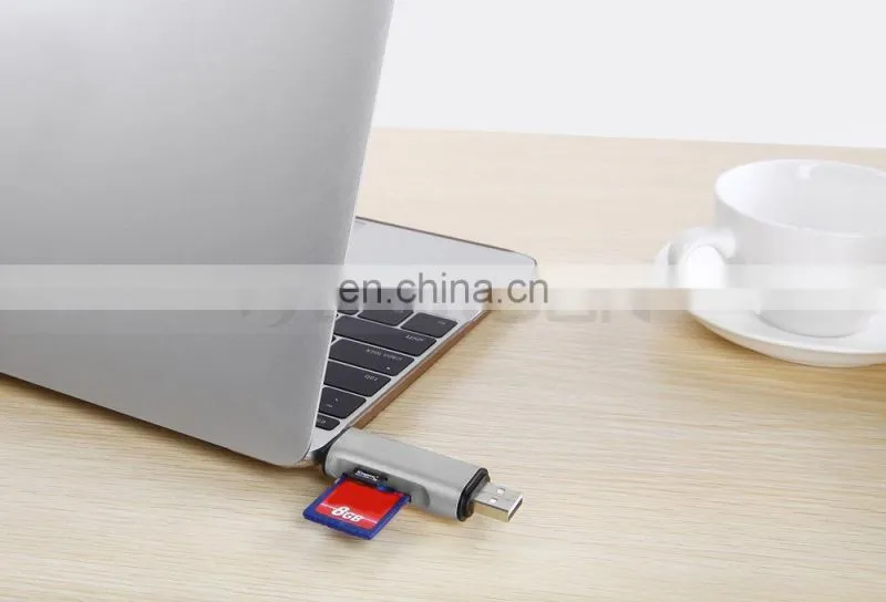 Aluminum Multifunction USB-A-Micro-Type-C Card Reader OTG Supported for Nexus 6P,5X,MacBook,Windows Computer,Android OTG