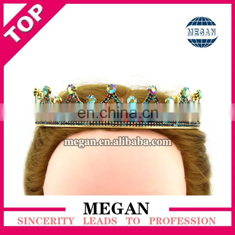 Round full jewelry rhinestone hair crowm wedding cake topper bride tiara wholesale
