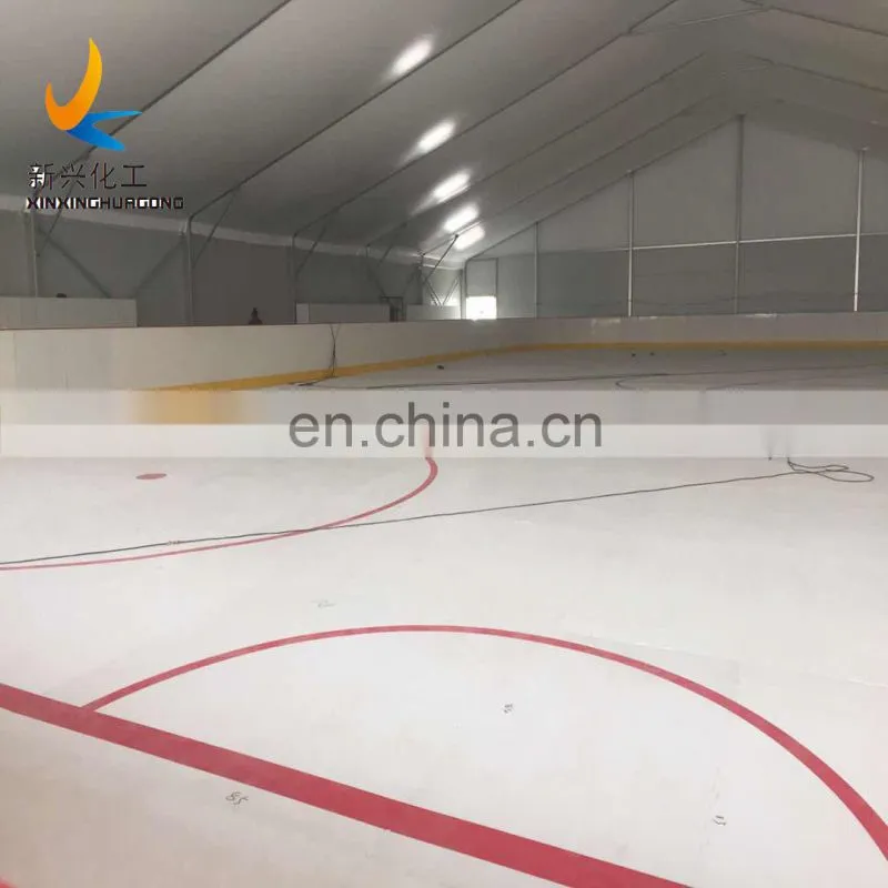 Self-lubricating hockey ice skating rink synthetic hockey