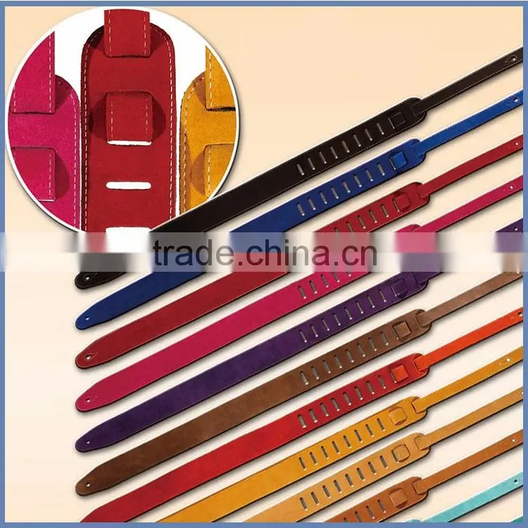 Competitive price suede genuine leather guitar strap