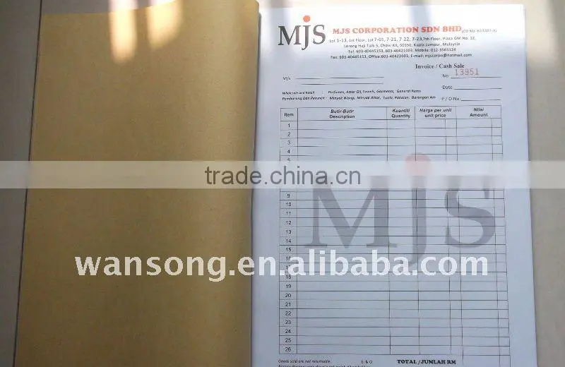 Proforma invoice printing book