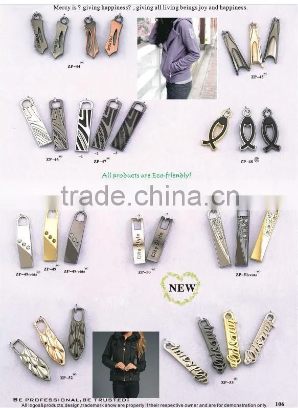 Shiny nickel metal alloy zipper pullers