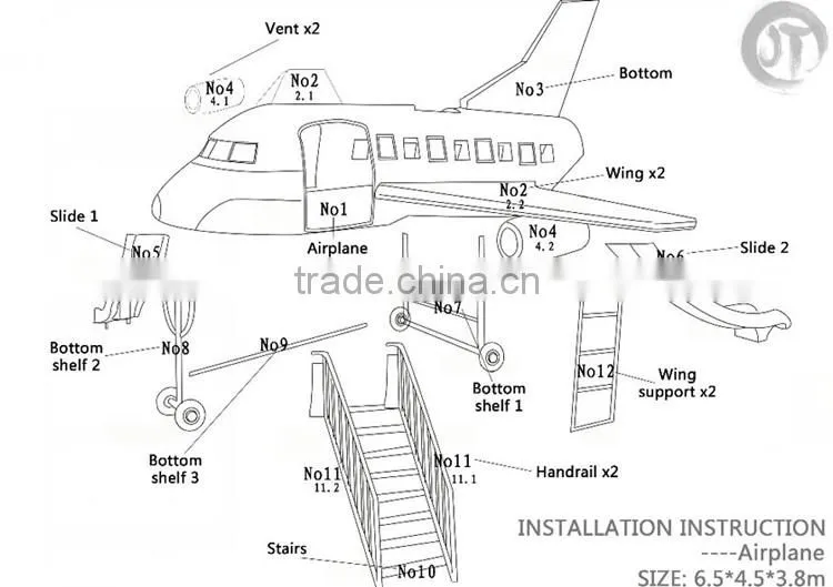 Cost-effective most popular hot selling airplane style children outdoor playground equipment