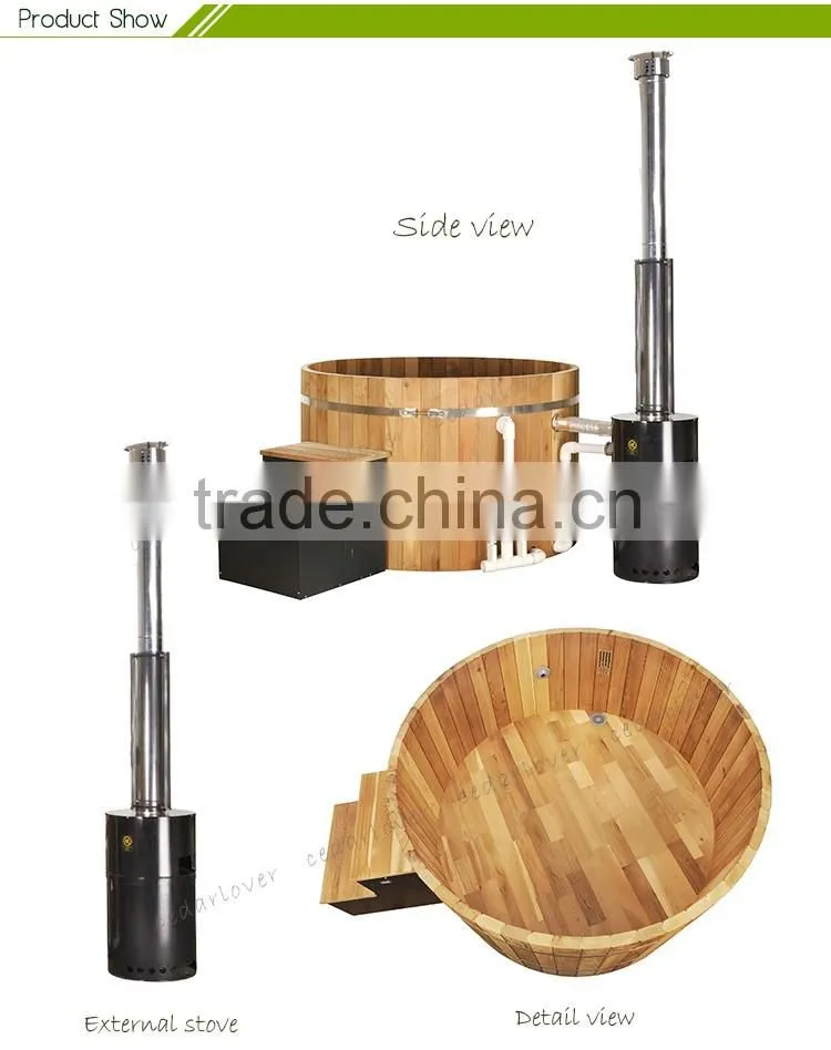 2016 Wholesale High quality outdoor Round Wood fired hot tub bathtub