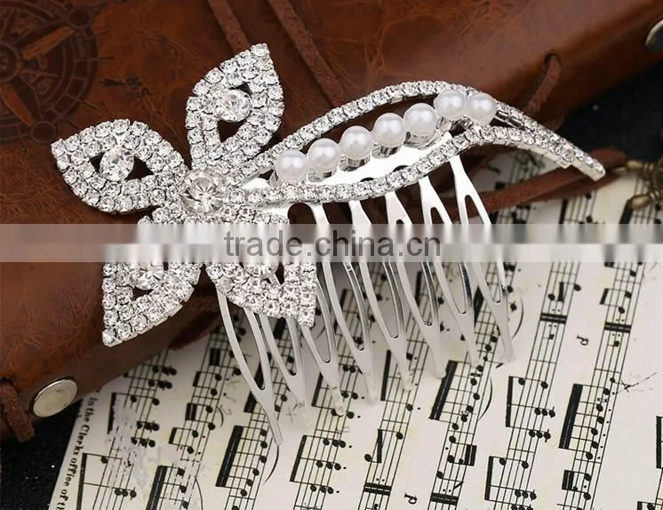 Cheap and high quality korea style plated flower bridal hair comb accessory