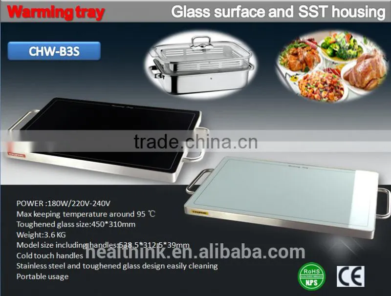 Portable glass food warming tary CHW-B3S