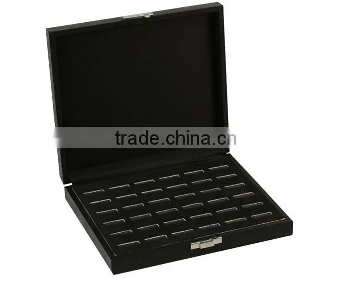 fashion stackable large tray with lid wooden jewelry ring display tray leather covered S1355